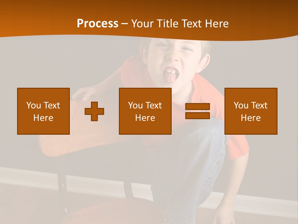 A Young Boy Sitting On A Wooden Chair With His Mouth Open PowerPoint Template