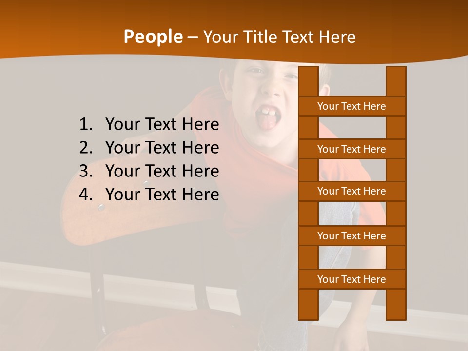 A Young Boy Sitting On A Wooden Chair With His Mouth Open PowerPoint Template