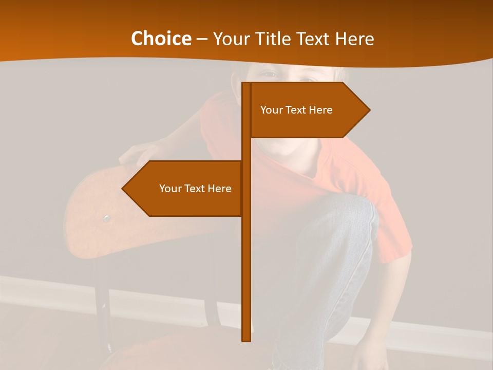 A Young Boy Sitting On A Wooden Chair With His Mouth Open PowerPoint Template