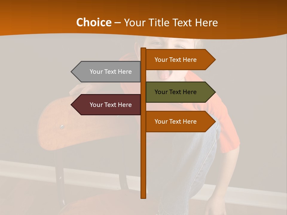 A Young Boy Sitting On A Wooden Chair With His Mouth Open PowerPoint Template
