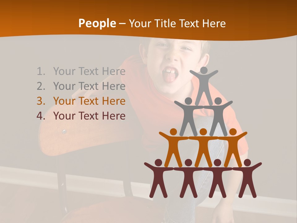 A Young Boy Sitting On A Wooden Chair With His Mouth Open PowerPoint Template