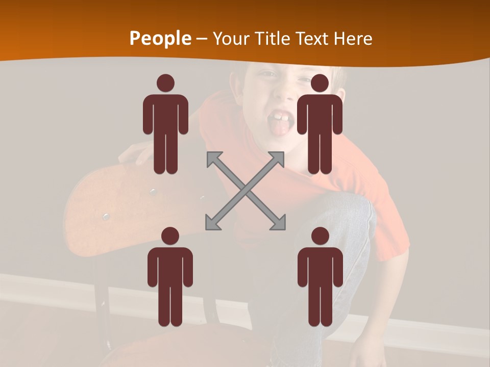 A Young Boy Sitting On A Wooden Chair With His Mouth Open PowerPoint Template