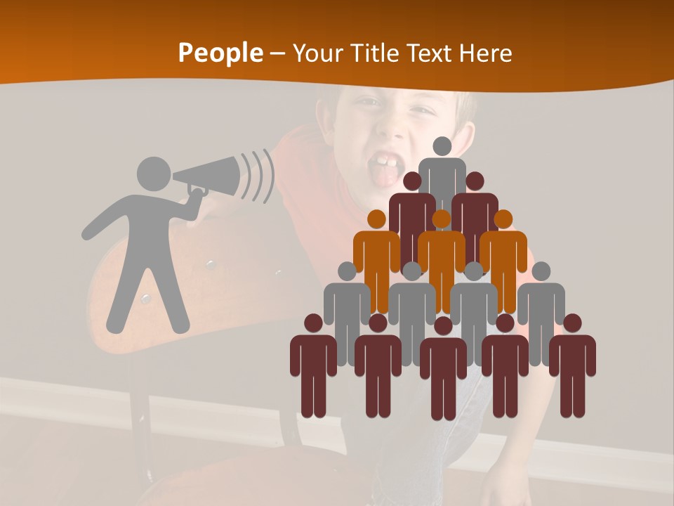 A Young Boy Sitting On A Wooden Chair With His Mouth Open PowerPoint Template