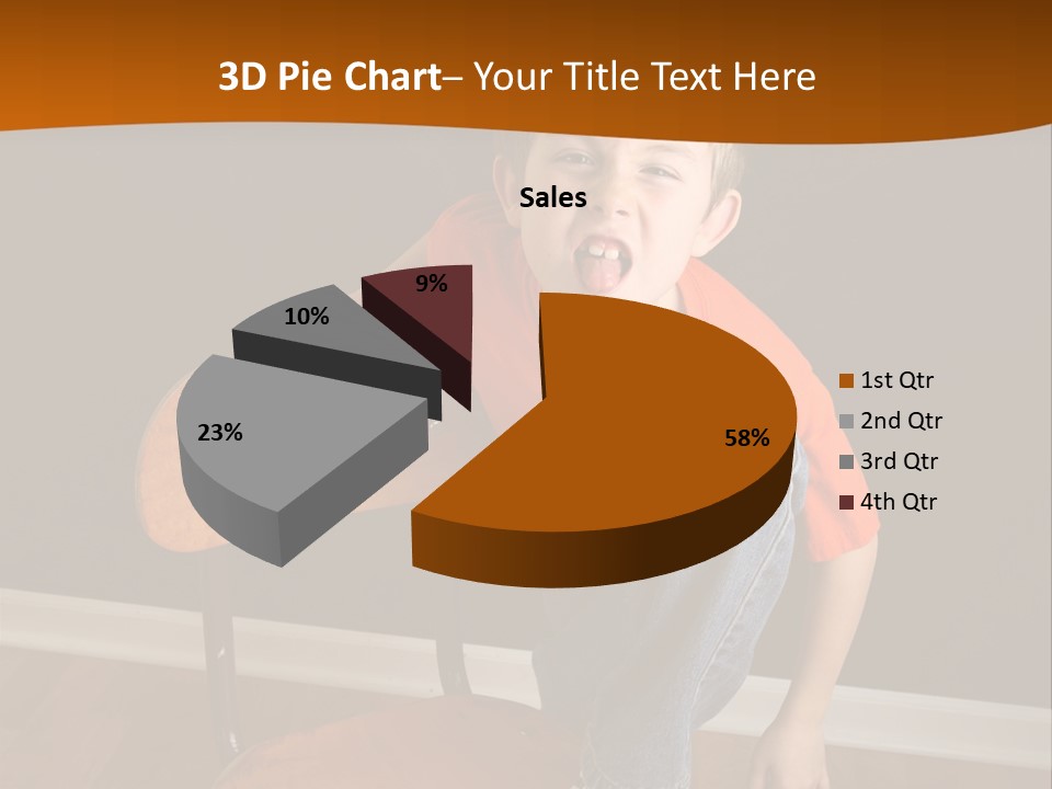 A Young Boy Sitting On A Wooden Chair With His Mouth Open PowerPoint Template