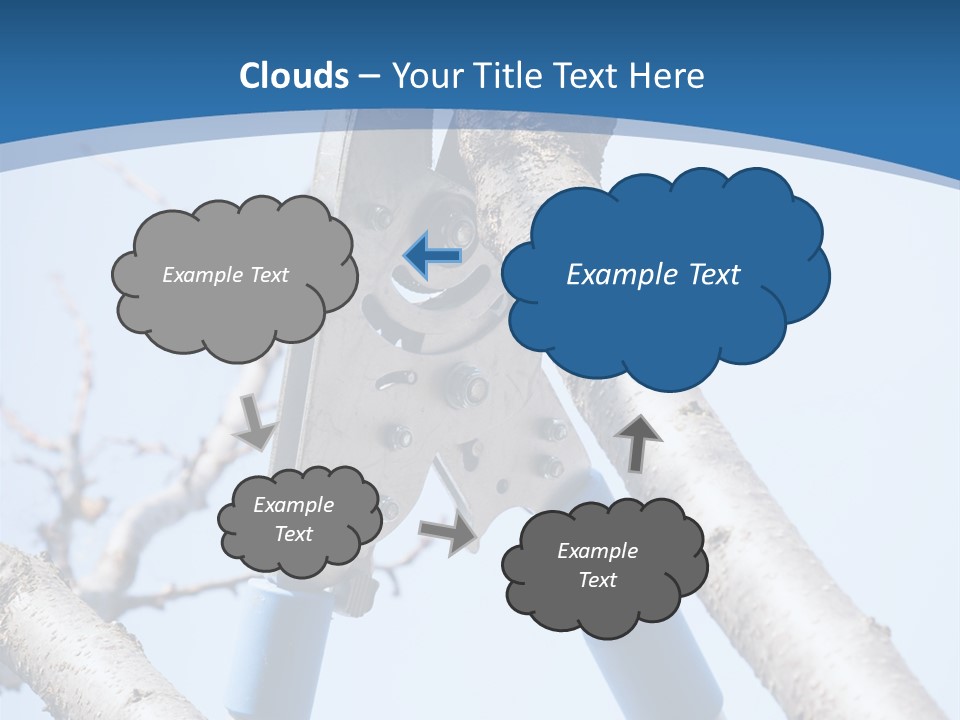 A Pair Of Scissors Are Stuck In A Tree PowerPoint Template