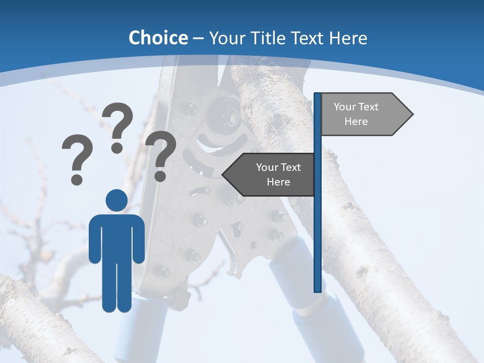 A Pair Of Scissors Are Stuck In A Tree PowerPoint Template