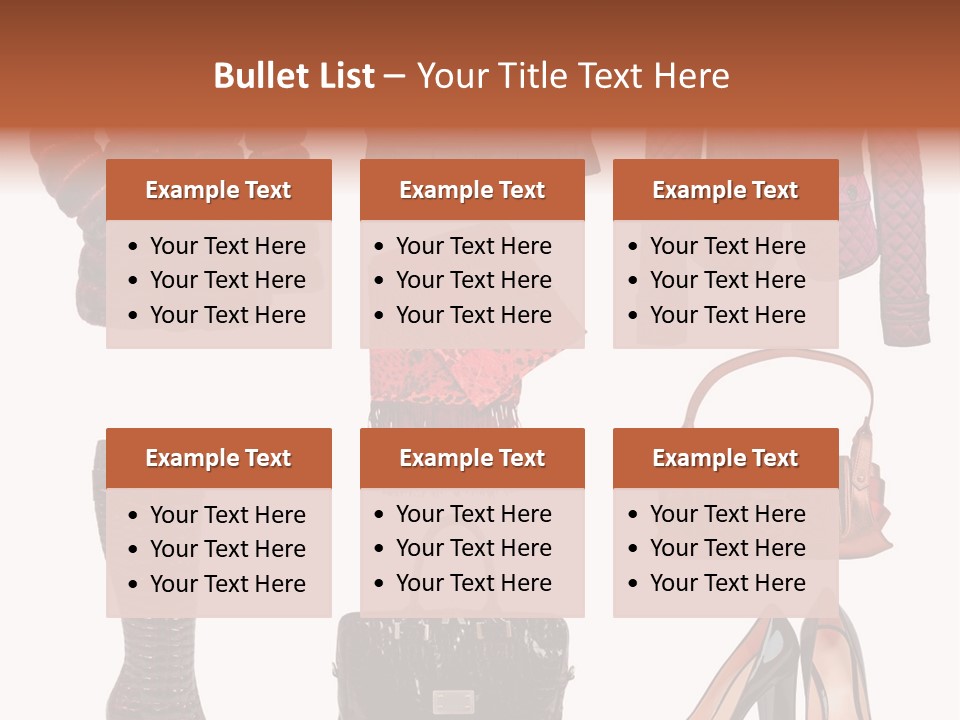 A Group Of Women's Clothing And Handbags PowerPoint Template