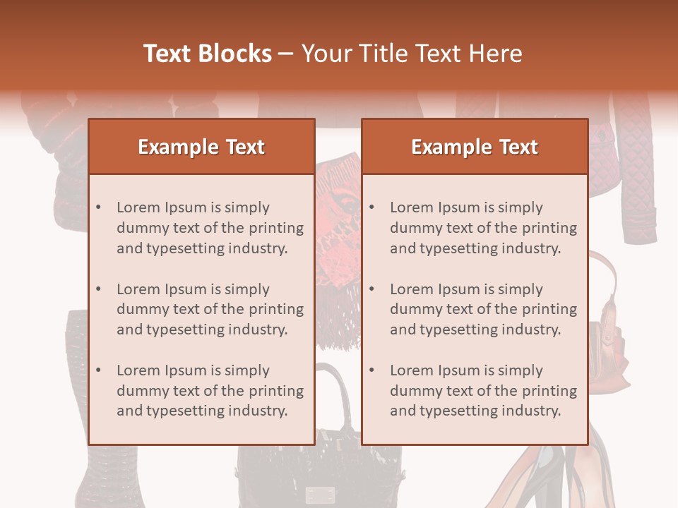 A Group Of Women's Clothing And Handbags PowerPoint Template