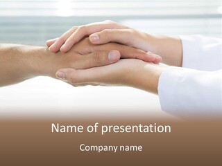 A Couple Of People Holding Hands In Front Of A Window PowerPoint Template