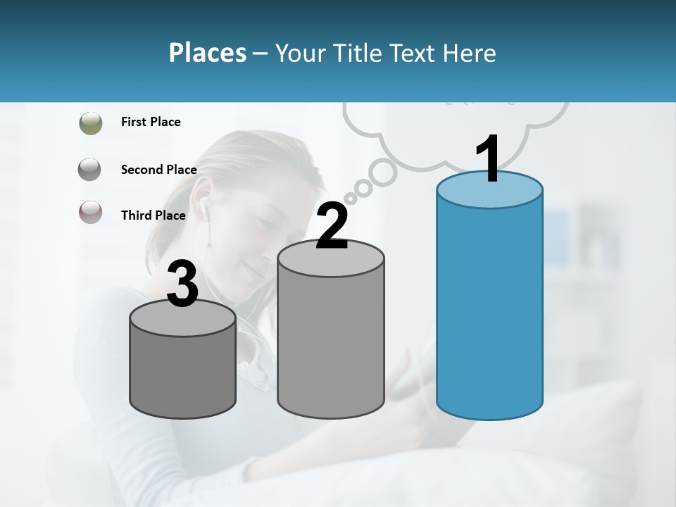 A Woman Sitting On A Couch Looking At A Tablet PowerPoint Template
