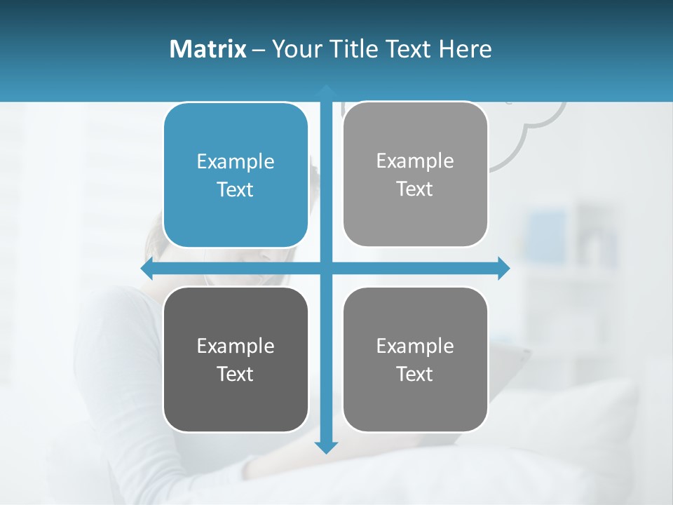 A Woman Sitting On A Couch Looking At A Tablet PowerPoint Template