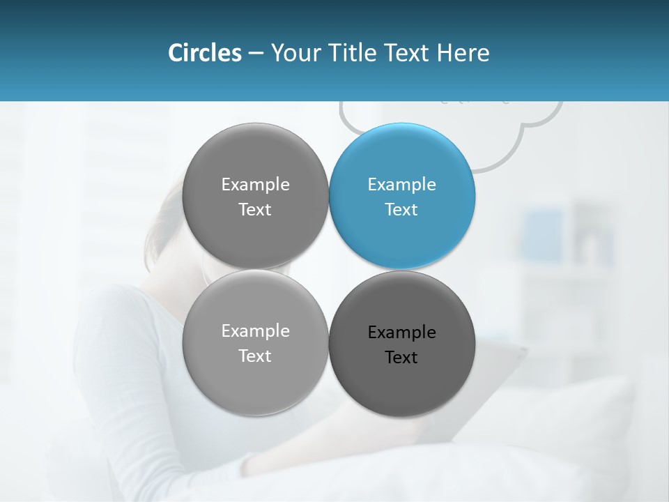 A Woman Sitting On A Couch Looking At A Tablet PowerPoint Template