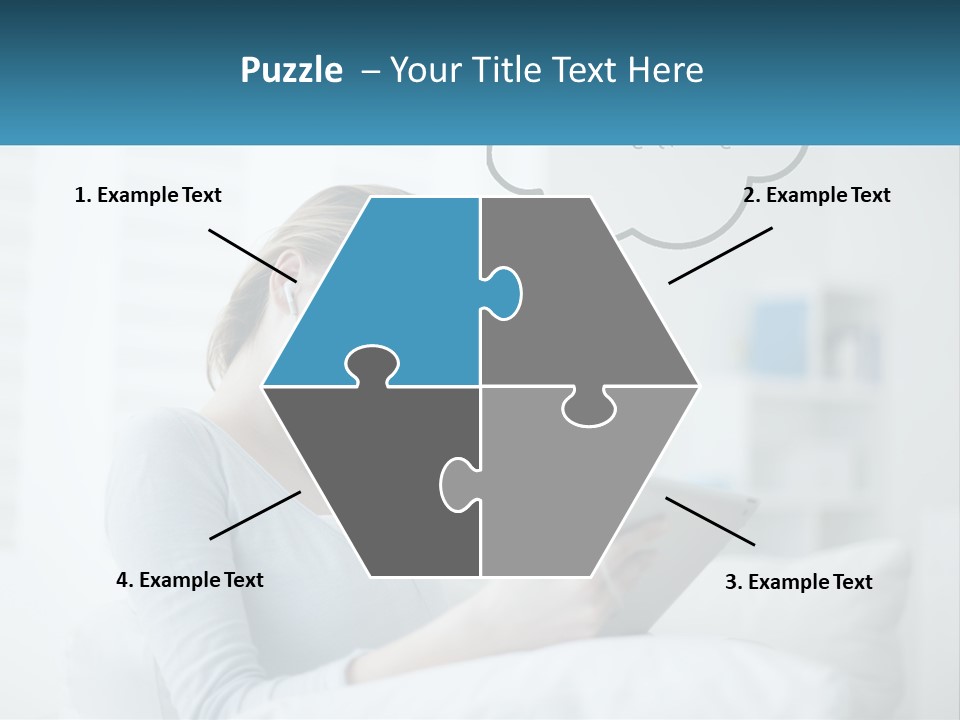 A Woman Sitting On A Couch Looking At A Tablet PowerPoint Template