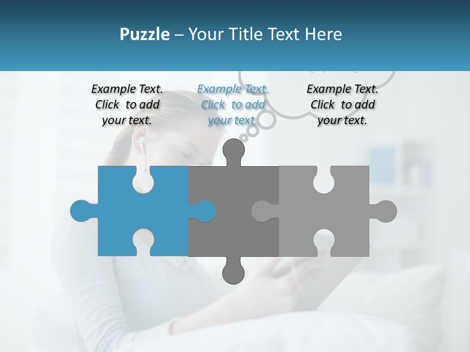 A Woman Sitting On A Couch Looking At A Tablet PowerPoint Template