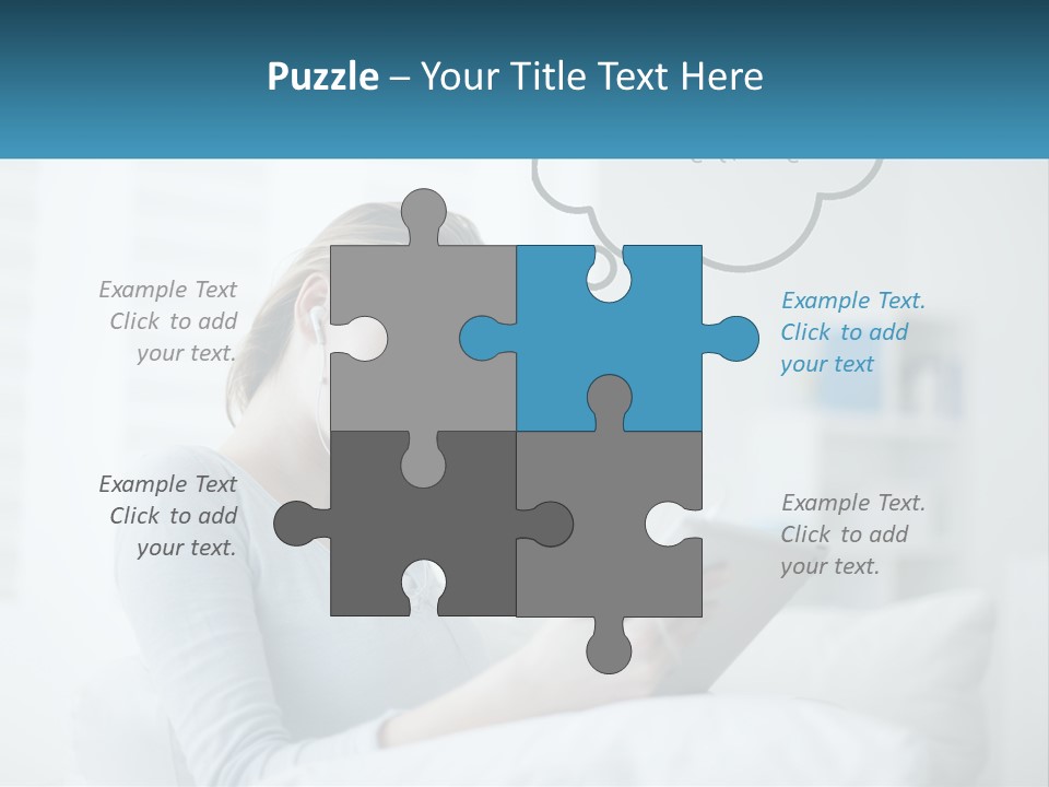 A Woman Sitting On A Couch Looking At A Tablet PowerPoint Template