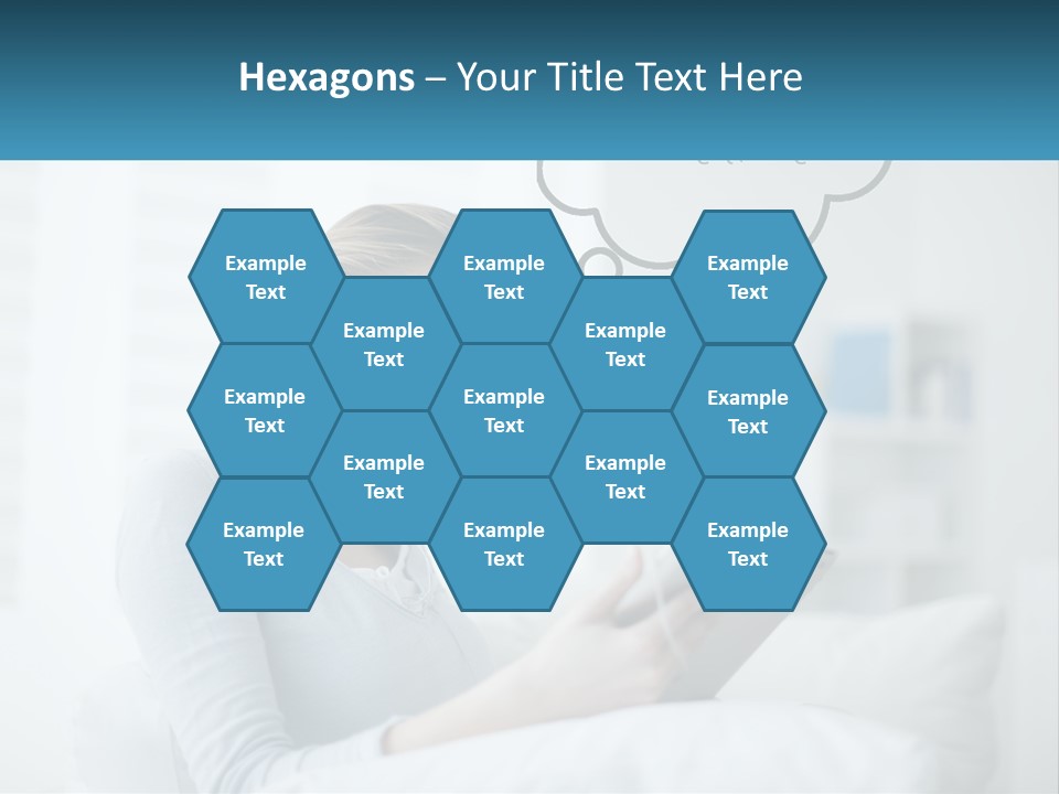 A Woman Sitting On A Couch Looking At A Tablet PowerPoint Template