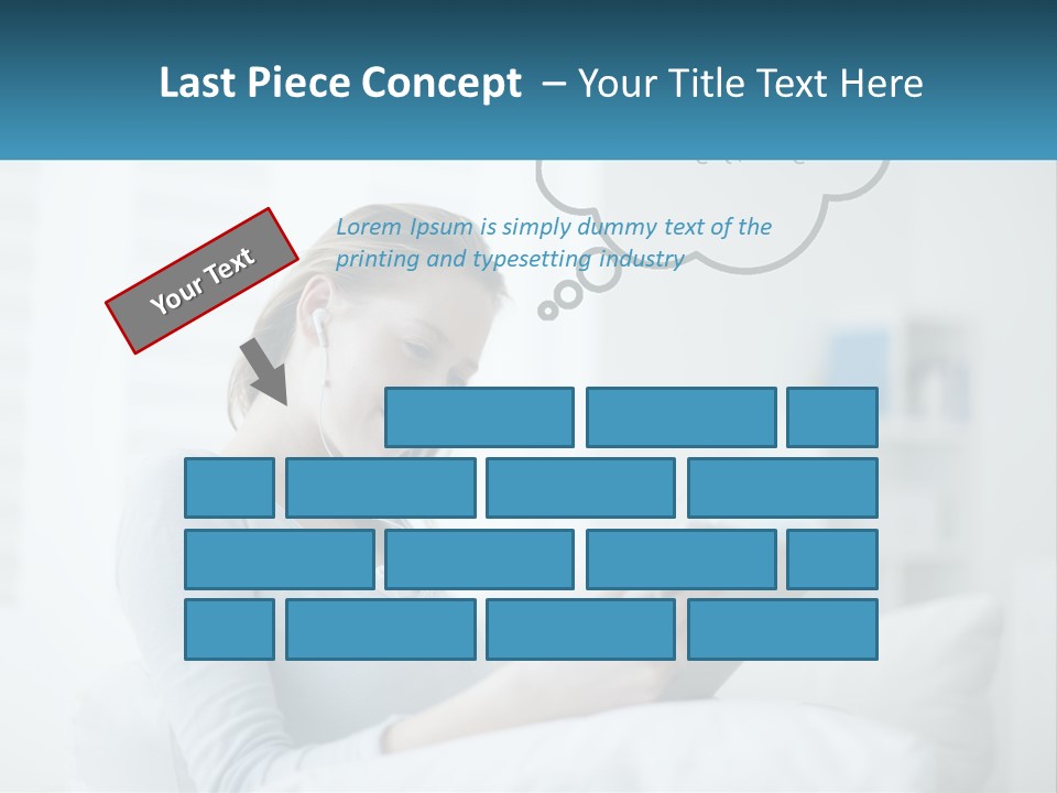 A Woman Sitting On A Couch Looking At A Tablet PowerPoint Template