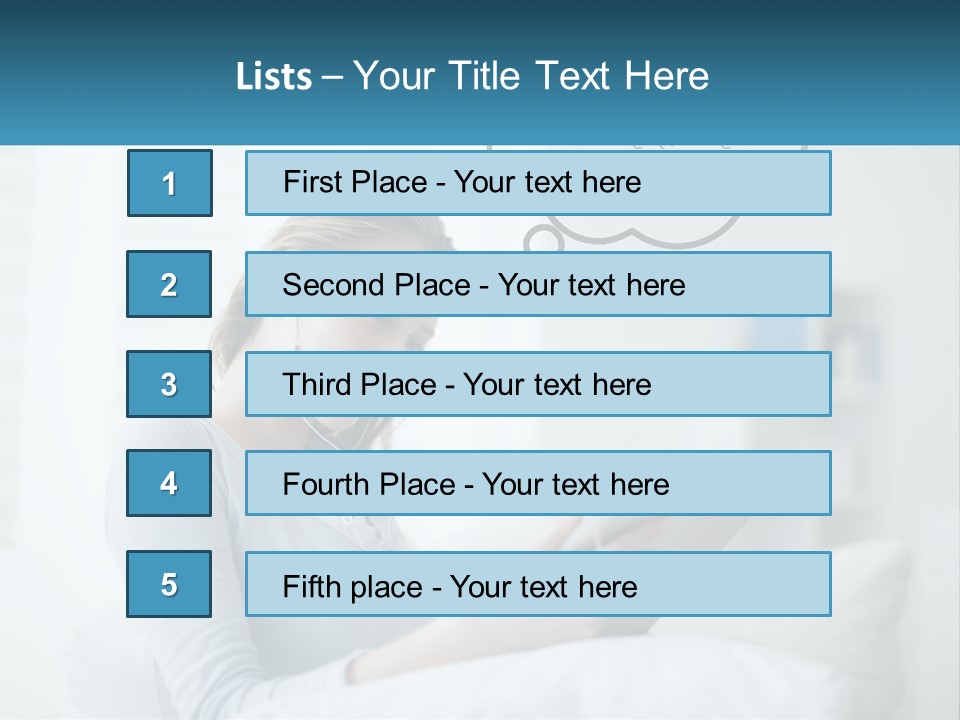 A Woman Sitting On A Couch Looking At A Tablet PowerPoint Template