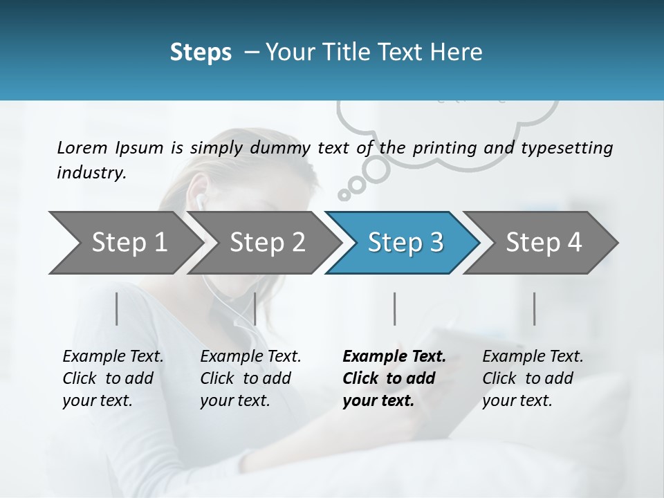 A Woman Sitting On A Couch Looking At A Tablet PowerPoint Template