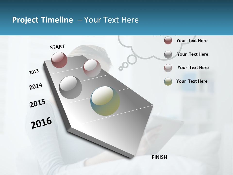 A Woman Sitting On A Couch Looking At A Tablet PowerPoint Template