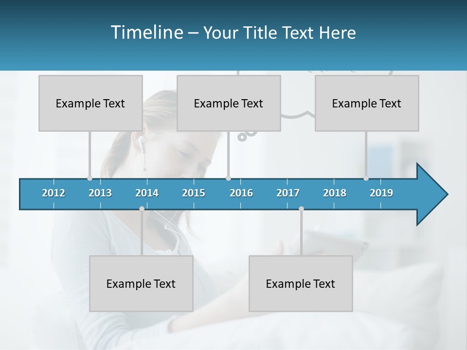 A Woman Sitting On A Couch Looking At A Tablet PowerPoint Template