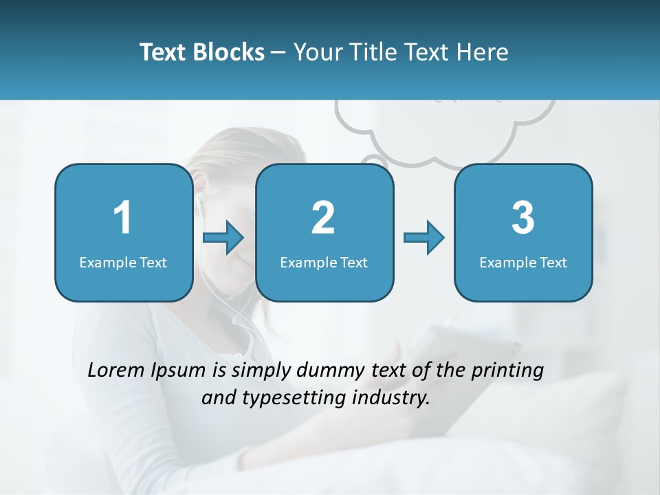 A Woman Sitting On A Couch Looking At A Tablet PowerPoint Template