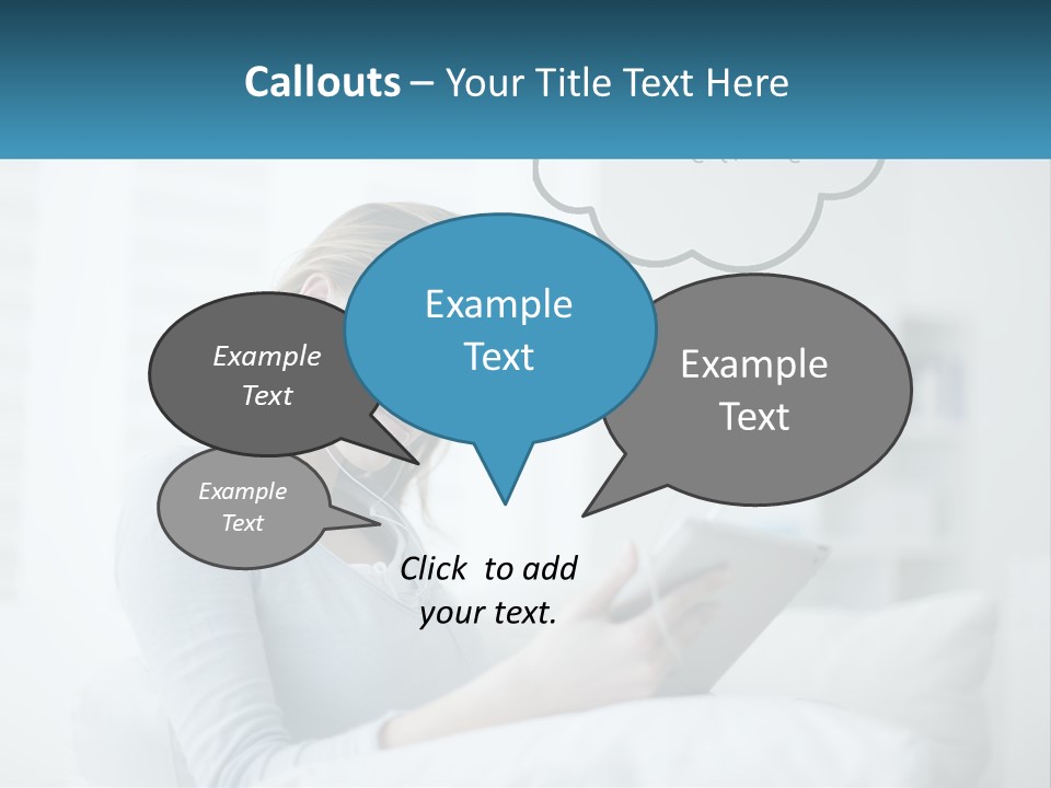 A Woman Sitting On A Couch Looking At A Tablet PowerPoint Template