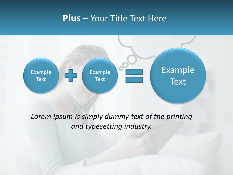 A Woman Sitting On A Couch Looking At A Tablet PowerPoint Template