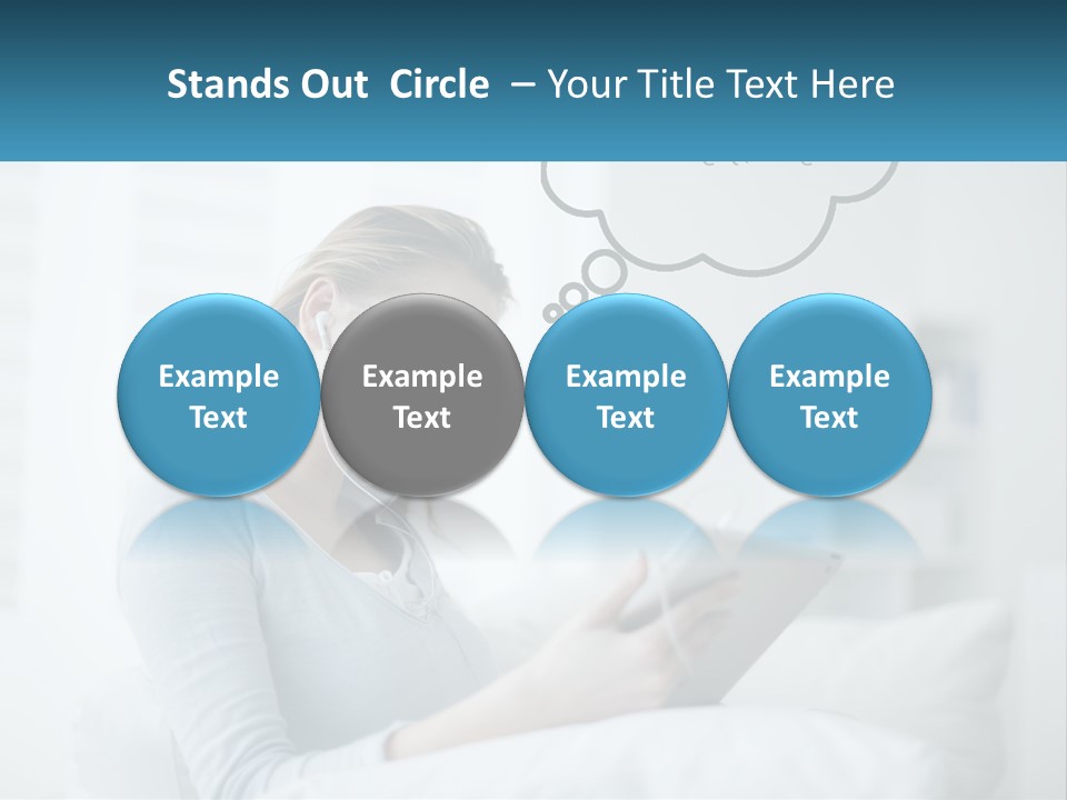 A Woman Sitting On A Couch Looking At A Tablet PowerPoint Template