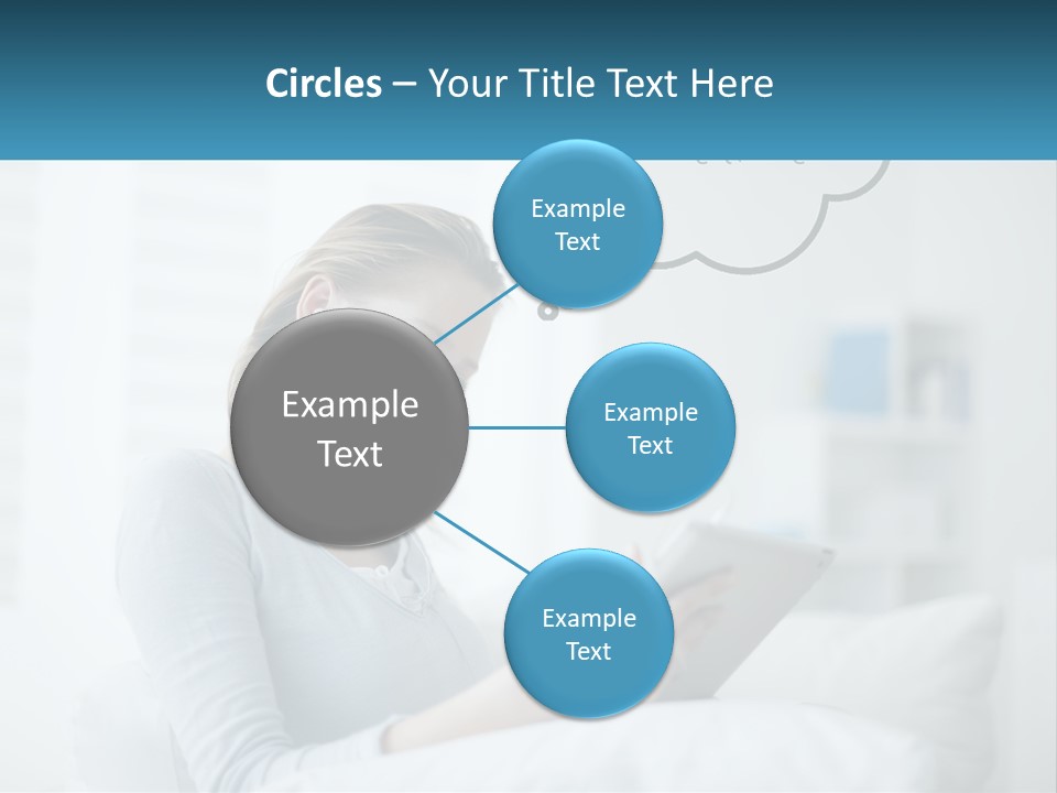 A Woman Sitting On A Couch Looking At A Tablet PowerPoint Template