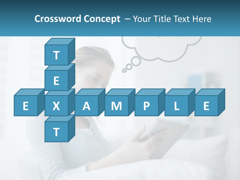 A Woman Sitting On A Couch Looking At A Tablet PowerPoint Template