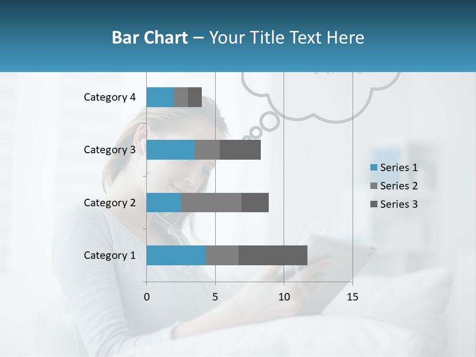 A Woman Sitting On A Couch Looking At A Tablet PowerPoint Template