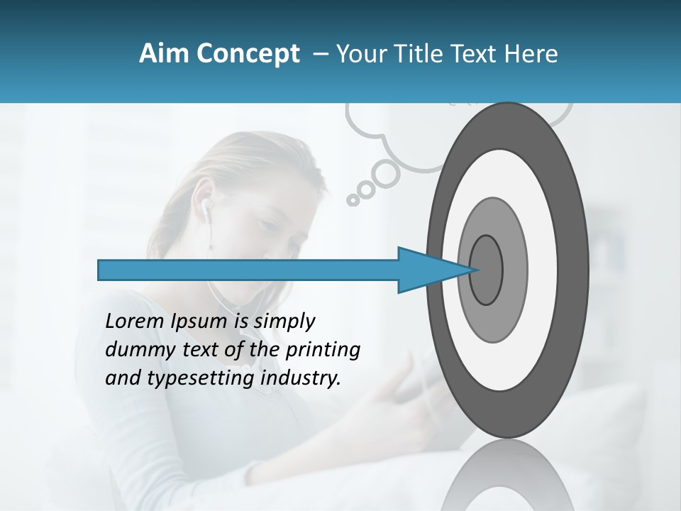 A Woman Sitting On A Couch Looking At A Tablet PowerPoint Template