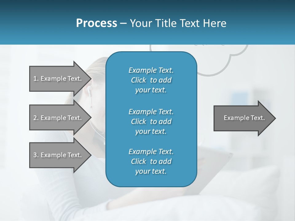 A Woman Sitting On A Couch Looking At A Tablet PowerPoint Template