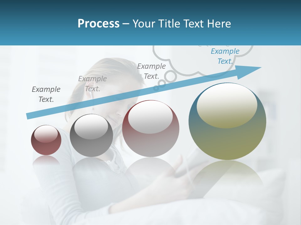 A Woman Sitting On A Couch Looking At A Tablet PowerPoint Template