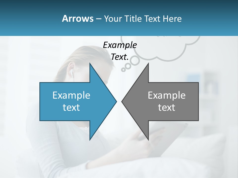 A Woman Sitting On A Couch Looking At A Tablet PowerPoint Template