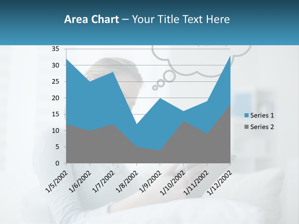 A Woman Sitting On A Couch Looking At A Tablet PowerPoint Template