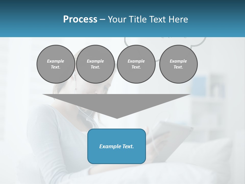 A Woman Sitting On A Couch Looking At A Tablet PowerPoint Template