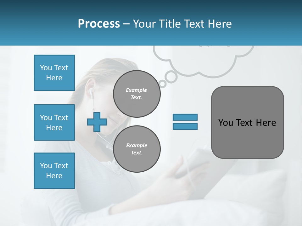 A Woman Sitting On A Couch Looking At A Tablet PowerPoint Template