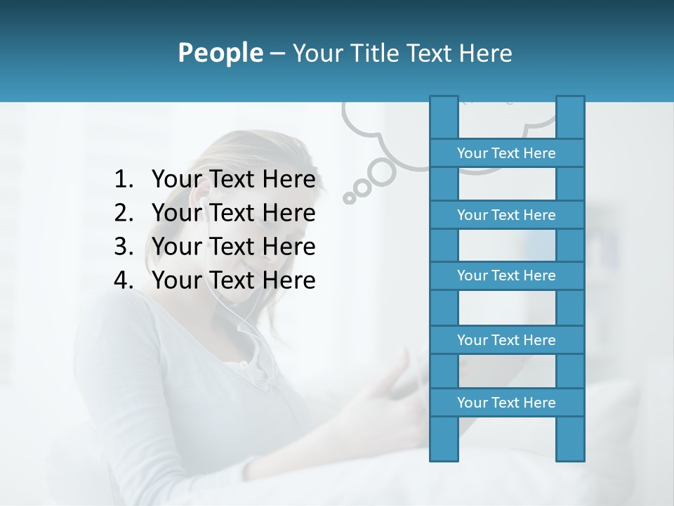 A Woman Sitting On A Couch Looking At A Tablet PowerPoint Template