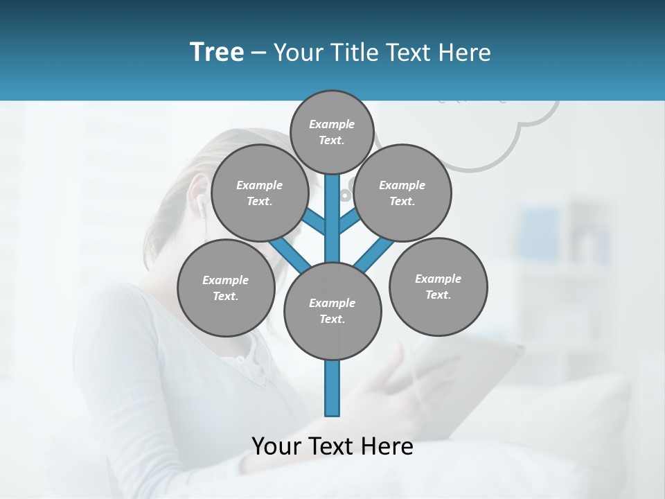 A Woman Sitting On A Couch Looking At A Tablet PowerPoint Template