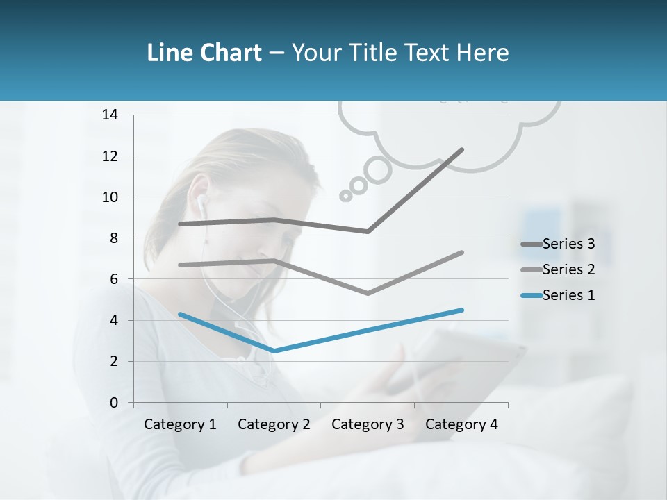 A Woman Sitting On A Couch Looking At A Tablet PowerPoint Template
