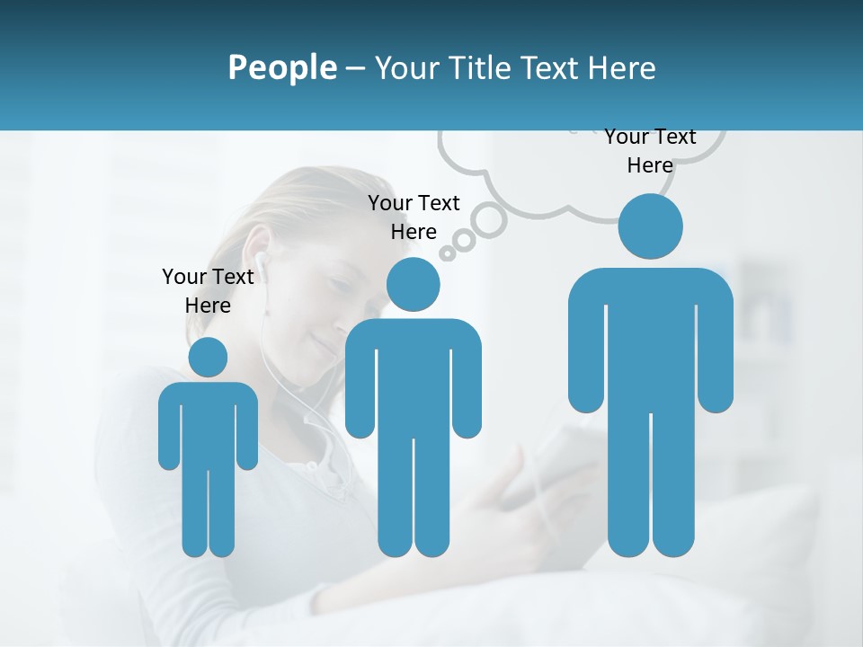 A Woman Sitting On A Couch Looking At A Tablet PowerPoint Template