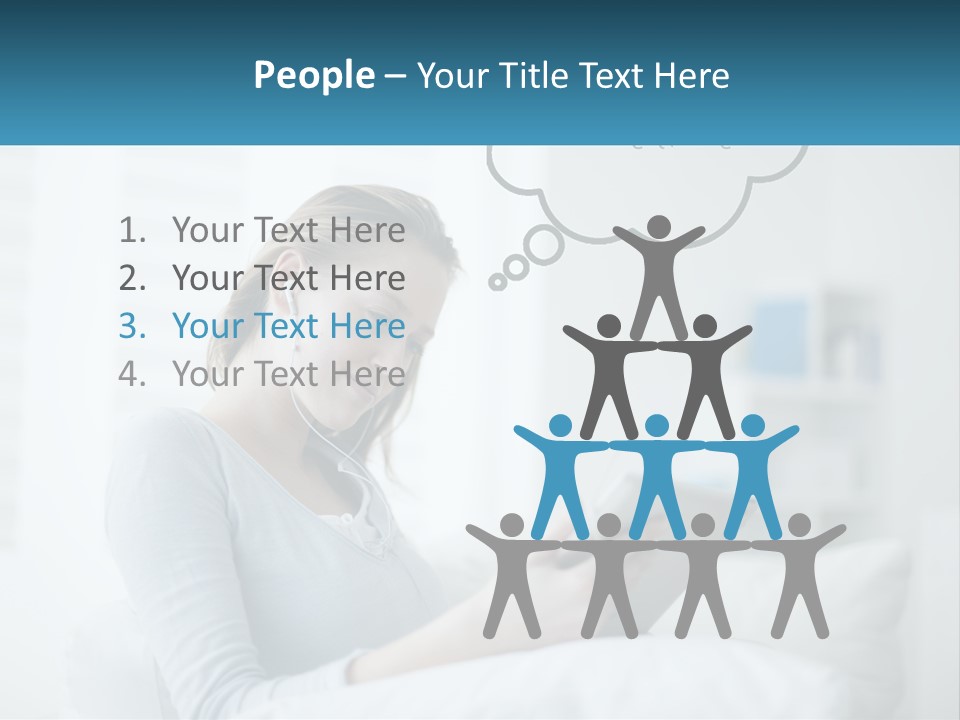 A Woman Sitting On A Couch Looking At A Tablet PowerPoint Template