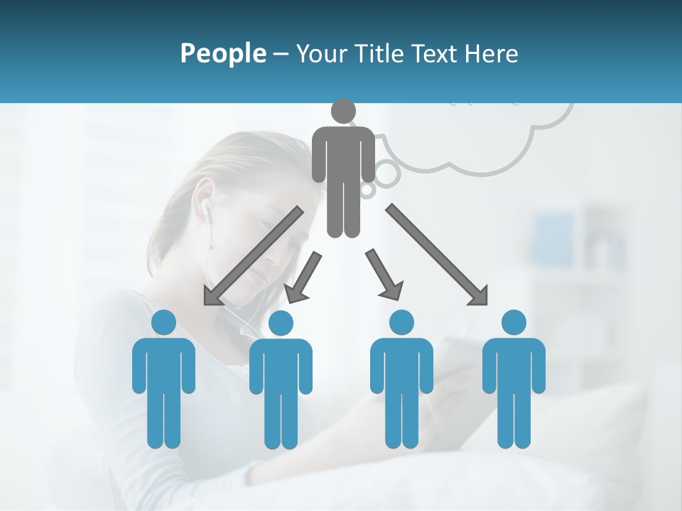 A Woman Sitting On A Couch Looking At A Tablet PowerPoint Template