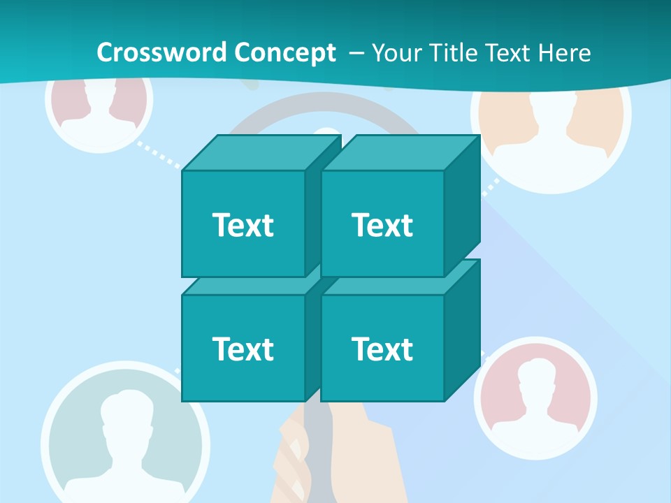 A Hand Holding A Magnifying Glass With Icons On It PowerPoint Template
