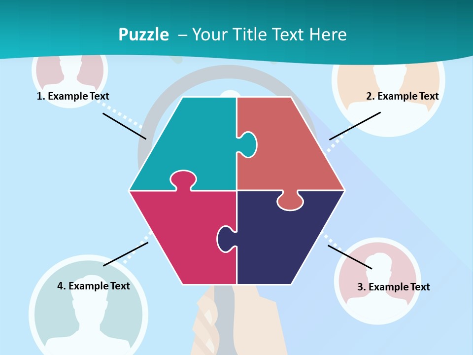 A Hand Holding A Magnifying Glass With Icons On It PowerPoint Template