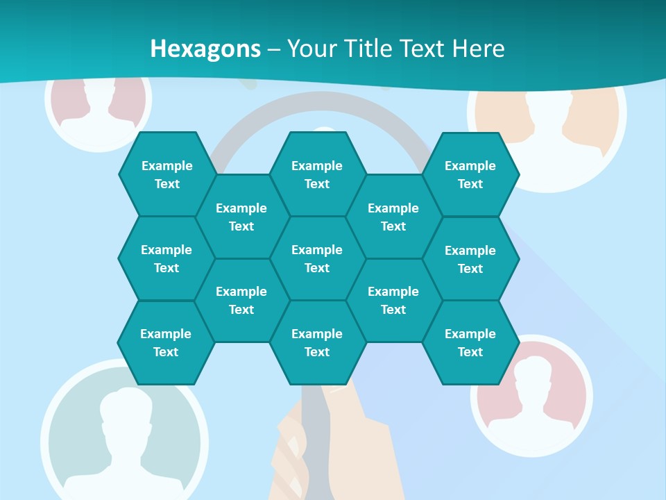A Hand Holding A Magnifying Glass With Icons On It PowerPoint Template