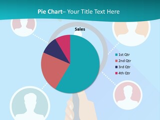 A Hand Holding A Magnifying Glass With Icons On It PowerPoint Template