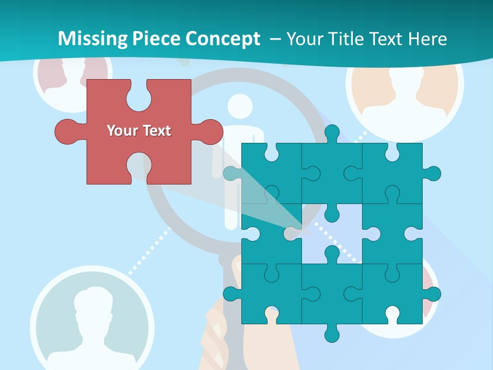 A Hand Holding A Magnifying Glass With Icons On It PowerPoint Template